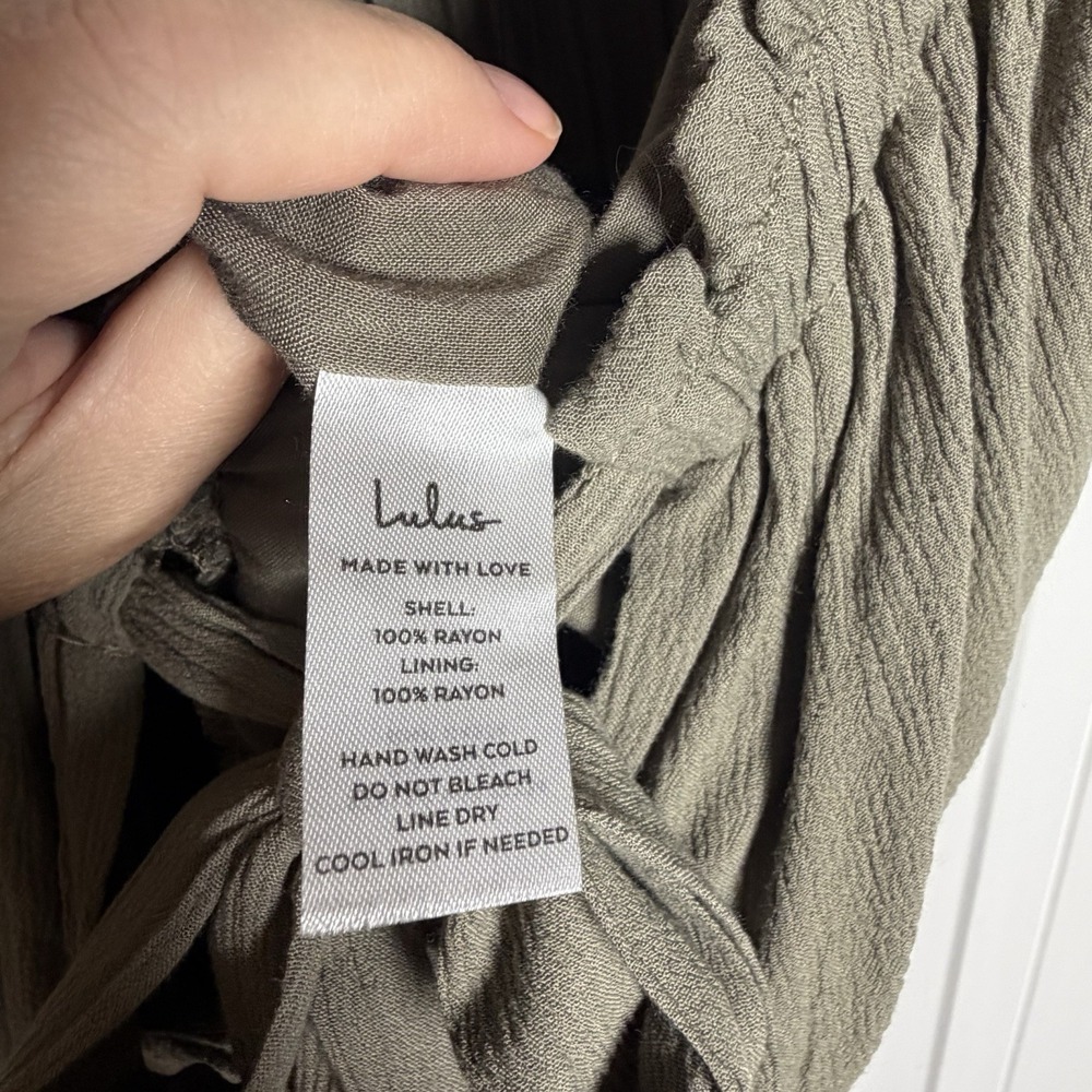 Lulu's Olive Green Ruffled Jumpsuit - Picture 7 of 7